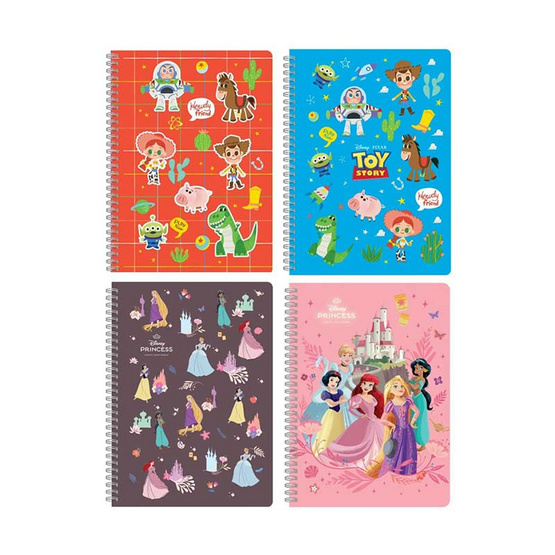 Sun-Star สมุดโน้ตสันห่วง A5 (50 แผ่น) 70g  Disney ปกคละลาย (แพ็ก 4 เล่ม)