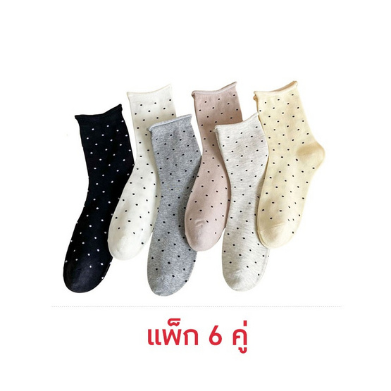 CC SOCK ถุงเท้าข้อยาวลายจุด CRC แพ็ก 6 คู่