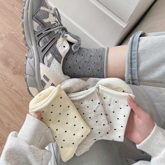 CC SOCK ถุงเท้าข้อยาวลายจุด CRC แพ็ก 6 คู่