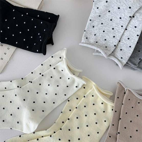 CC SOCK ถุงเท้าข้อยาวลายจุด CRC แพ็ก 6 คู่