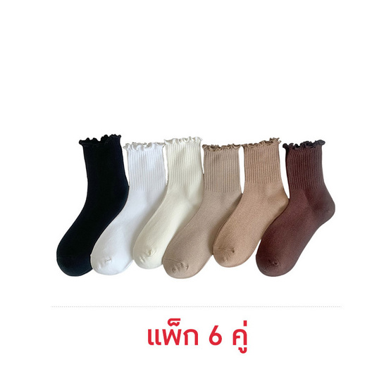 CC SOCK ถุงเท้าขอบหยักโทนสุภาพ CRF แพ็ก 6 คู่