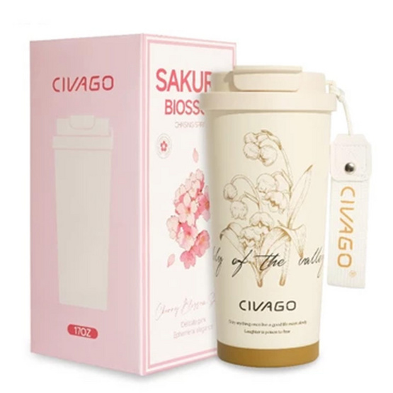 TS Modern living แก้วน้ำหุ้มฉนวนสุญญากาศพร้อมหลอดแก้วกาแฟ