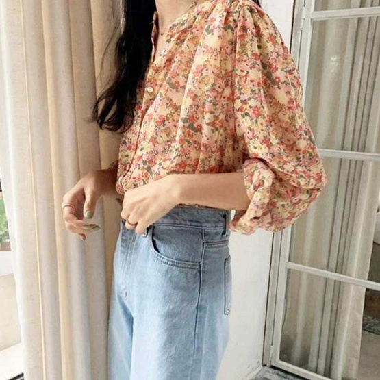 Forever25 เสื้อผ้าชีฟองลายดอกสีส้ม