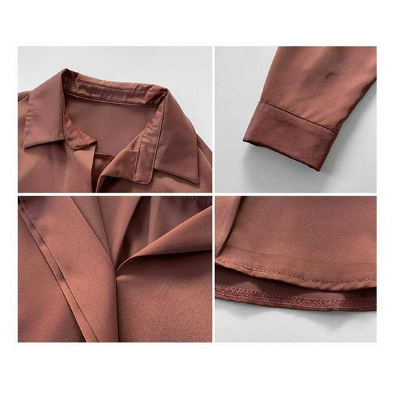 Forever25 เสื้อผ้าเชิ๊ตแขนยาว สีชมพูกะปิ