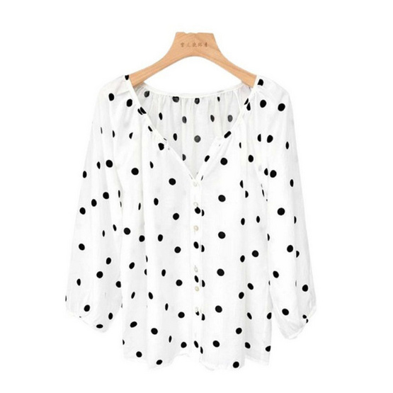 Forever25 เสื้อผ้าชีฟองแขนยาวลายจุด