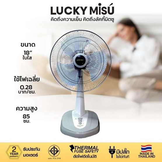 LUCKY MISU พัดลมตั้งโต๊ะ 18 นิ้ว รุ่น LM 168