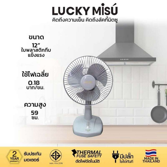LUCKY MISU พัดลมตั้งโต๊ะ 12 นิ้ว รุ่น LM 521
