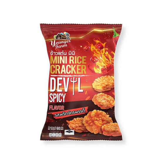 ยังเกอร์ฟาร์ม ข้าวแต๋นมินิรสพริกจักรพรรดิ์ 60 กรัม (แพ็ก 6 ชิ้น)