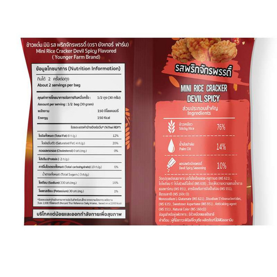 ยังเกอร์ฟาร์ม ข้าวแต๋นมินิรสพริกจักรพรรดิ์ 60 กรัม (แพ็ก 6 ชิ้น)