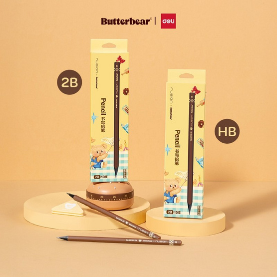 Deli ดินสอไม้ 2B Butterbear กล่อง 10 แท่ง