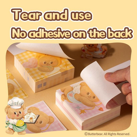 Deli กระดาษโน้ต ButterBear สีขมพู