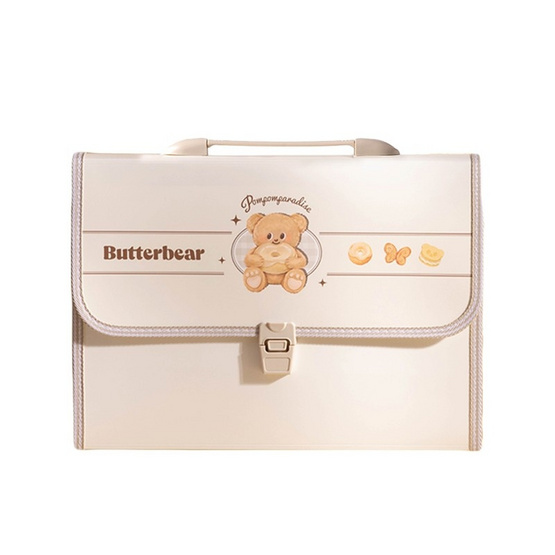 Deli แฟ้มกระเป๋าหีบเพลง Butterbear สีน้ำตาล 13 ช่อง ขนาด A4