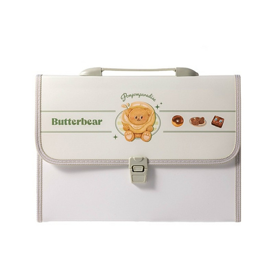 Deli แฟ้มกระเป๋าหีบเพลง Butterbear สีเขียว 13 ช่อง ขนาด A4