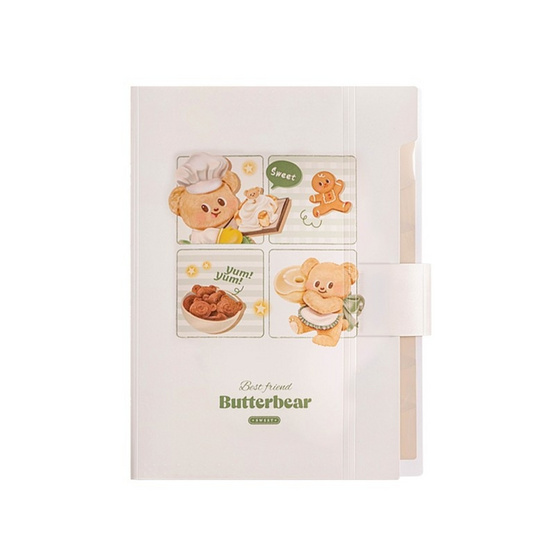 Deli แฟ้มเก็บเอกสาร Butterbear สีเขียว 8 ช่อง ขนาด A4