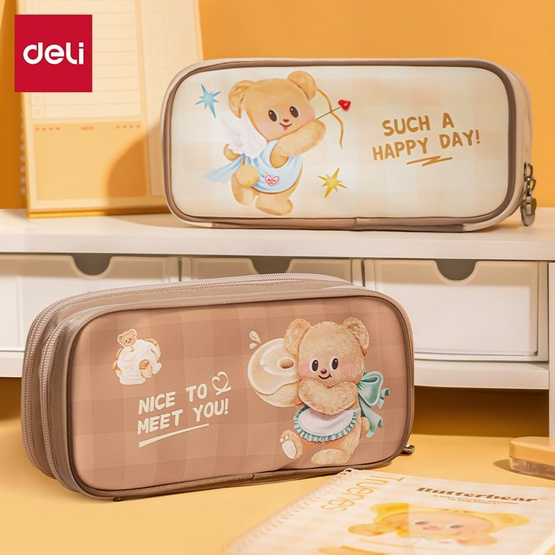 Deli กระเป๋าดินสอ Butterbear สีน้ำตาล