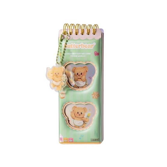 Deli สมุดโน้ตยาว+พวงกุญแจ Butterbear สีเขียว