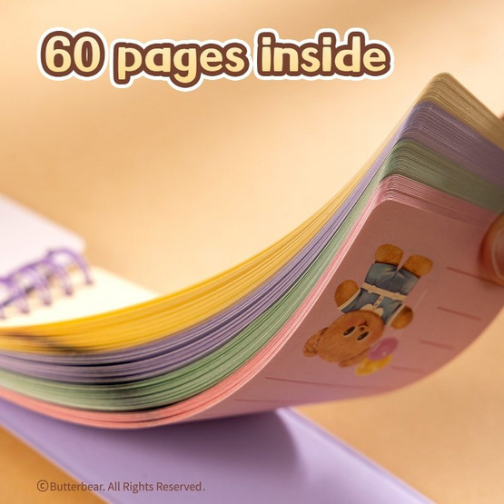 Deli สมุดโน้ตยาว+พวงกุญแจ Butterbear สีเขียว