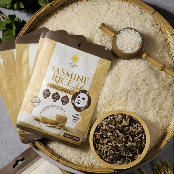 Pinnara มาส์กหน้า Jasmine Rice Facial Mask 25มล.(5แผ่น)
