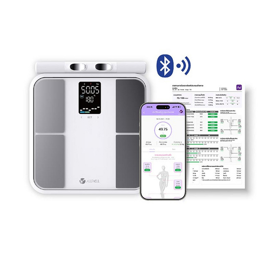 ALLWELL เครื่องชั่งน้ำหนักอัจฉริยะ รุ่น BODYA-PRO 8 อิเล็กโทรด (สีขาว)