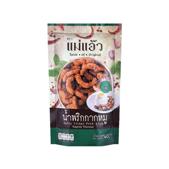 แม่แอ๊ว น้ำพริกกากหมูรสกะเพรา 40 กรัม