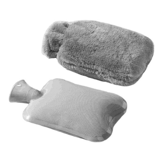 Abloom กระเป๋าน้ำร้อน พร้อมปลอกผ้า รุ่นขนนุ่มสีเทา