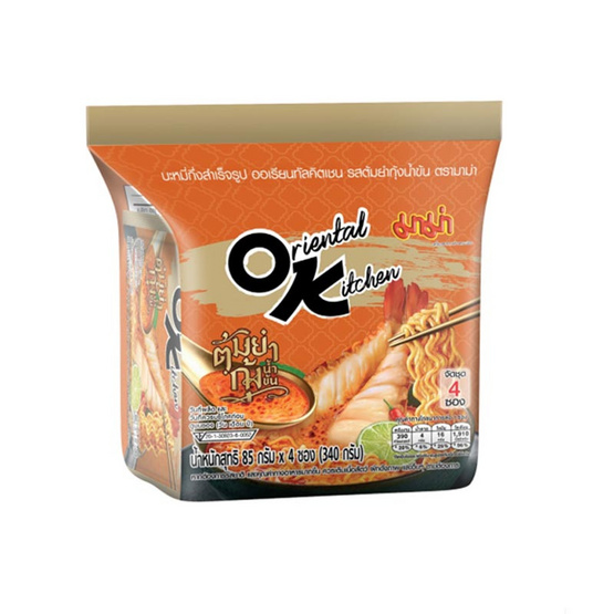 มาม่าออเรียลทัลคิตเชนซองรสต้มยำกุ้งน้ำข้น 85 กรัม (แพ็ก 4 ซอง)