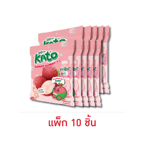 กาโตะ กัมมีเยลลี่เจลาตินผสมน้ำองุ่นกลิ่นลิ้นจี่ 28 กรัม (แพ็ก 10 ชิ้น)