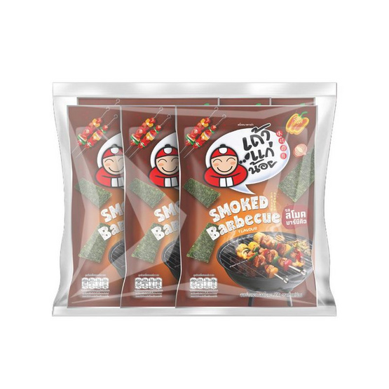 เถ้าแก่น้อย สาหร่ายทอดรสสโมคบาร์บีคิว 20 กรัม (แพ็ก 6 ชิ้น)