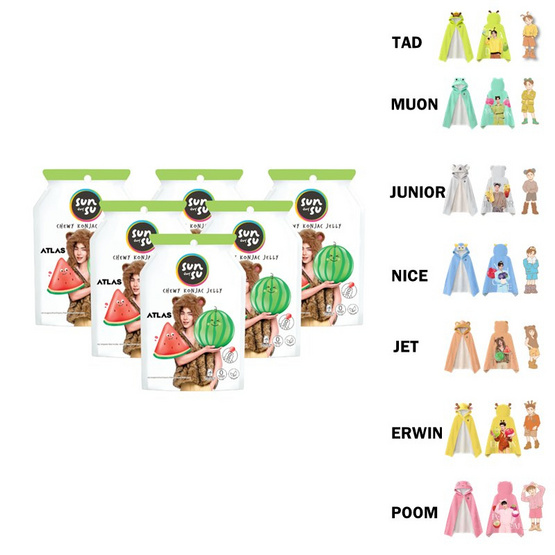 สั่งจอง  ซันซุ เยลลี่ผสมบุกกลิ่นแตงโม 96 กรัม (แพ็ก 6 ชิ้น)