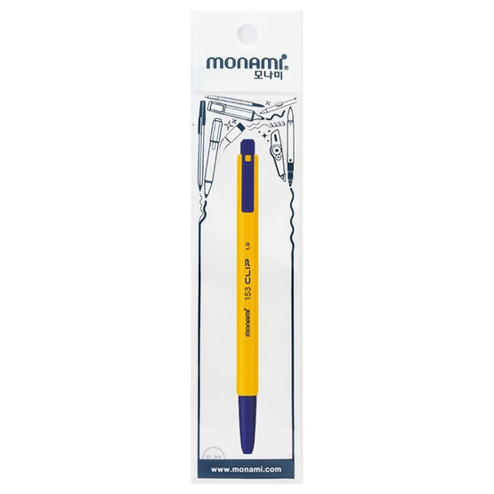Monami ปากกาลูกลื่น หมึกน้ำเงิน 1.0 มม. รุ่น 153 CLIP (แพ็ก 4 ด้าม)