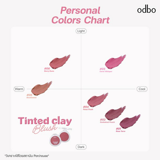 Odbo บลัชออน Tinted Clay Blush 5 กรัม