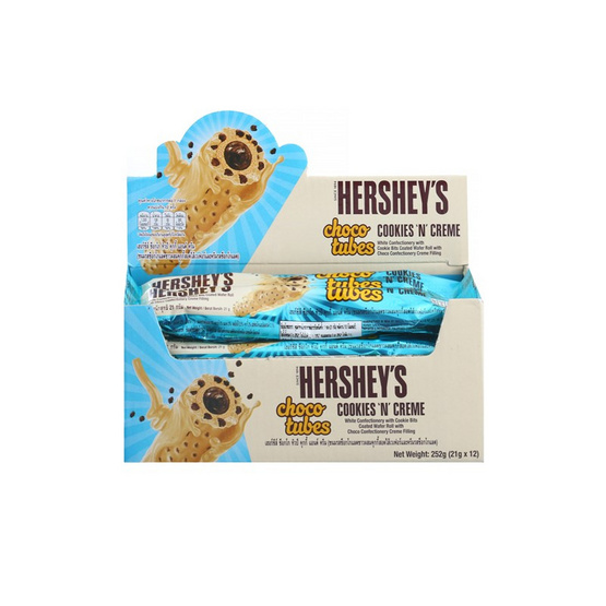 เฮอร์ชีส์ ขนมช็อกโกแลตช็อกโกทิวป์คุกกี้แอนด์ครีม 21 กรัม (กล่อง 12 ชิ้น)