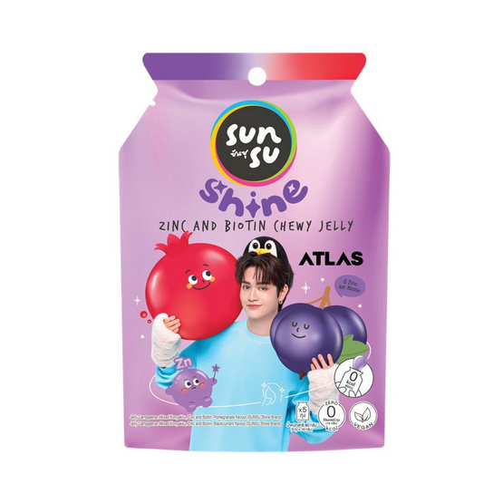 ซันซุไชน์ เยลลี่ผสมบุกไบโอตินซิงค์ กลิ่นทับทิม&แบล็กเคอร์แรนต์ 80 กรัม (แพ็ก 6 ชิ้น)