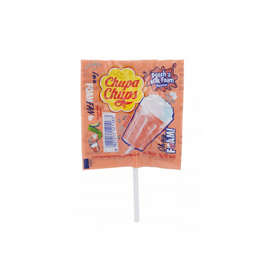 จูปาจุ๊ปส์ อมยิ้มพีชมิลค์ 15 กรัม (ยกถัง 50 แท่ง)