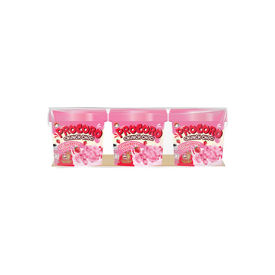 โปรโกโร่ ครั้นช์ช็อกสตรอเบอร์รี่เลิฟ 120 กรัม (แพ็ก 3 ชิ้น)