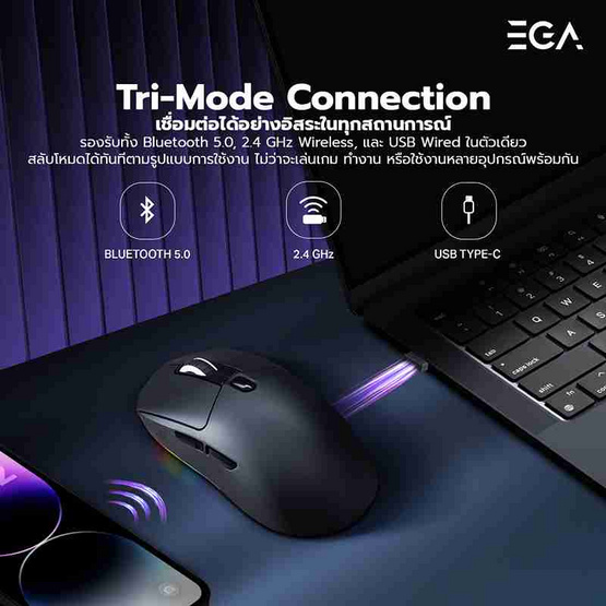 EGA เมาส์ไร้สาย รุ่น M13V2 Black