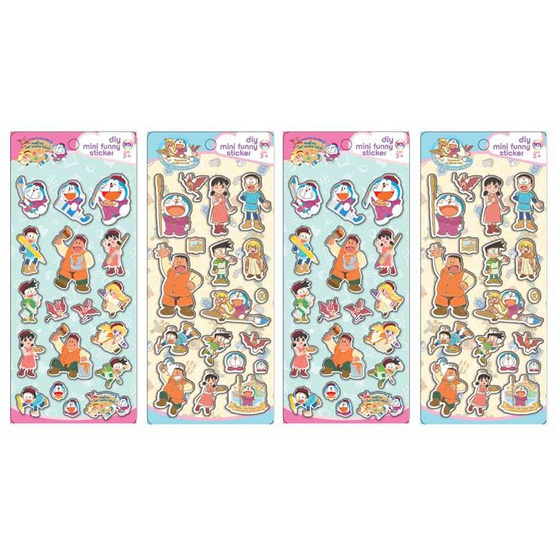 Wanna DIY Mini Funny Sticker Doraemon มินิสติกเกอร์ คละลาย (แพ็ก 4 ชิ้น)