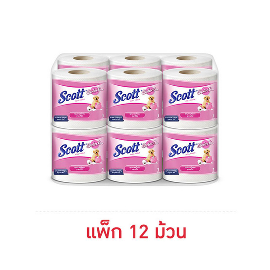 สก๊อตต์ ซีเลคท์ กระดาษชำระ ความยาวมาตรฐาน ม้วนเดี่ยว (แพ็ก 12 ม้วน)