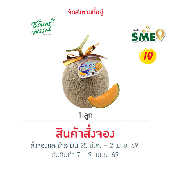 ไร่ชรินทร์พรรณ เมล่อนฮอกไกโดพรีเมียม สีส้ม 1 ลูก