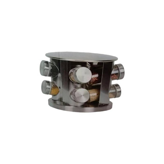 TS ชั้นวางเครื่องเทศแก้วหมุนได้ 360 องศา 2 ชั้น 8 ขวด