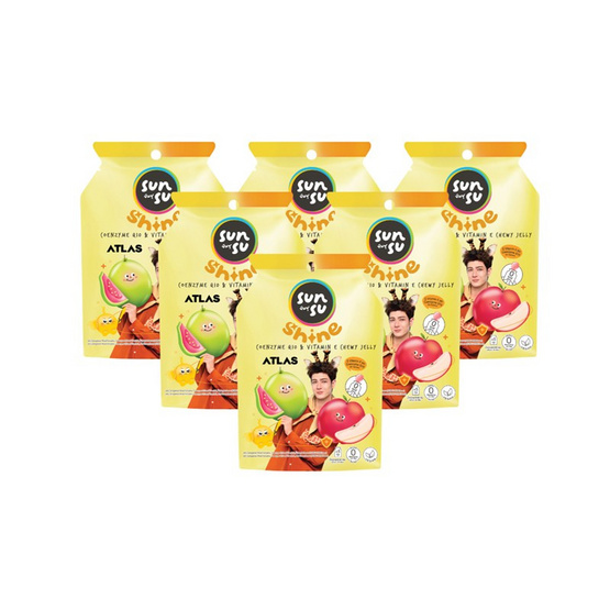 สั่งจอง ซันซุไชน์ เยลลี่ผสมบุกโคคิว10วิตามินอีแอปเปิ้ลฟูจิ & ฝรั่งชมพู 80 กรัม (แพ็ก 6 ชิ้น)