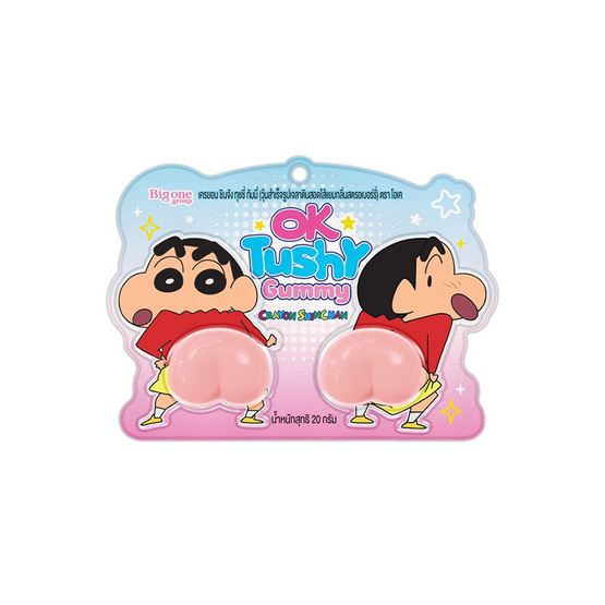 โอเค กัมมี่ทุชชี่สอดไส้แยมสตรอเบอร์รี่ชินจัง 20 กรัม (แพ็ก 12 ชิ้น)