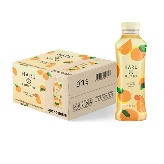 ฮารุฉะ ชาดำส้มแมนดาริน สูตรหวานน้อย 440 มล. (ยกลัง 24 ขวด)