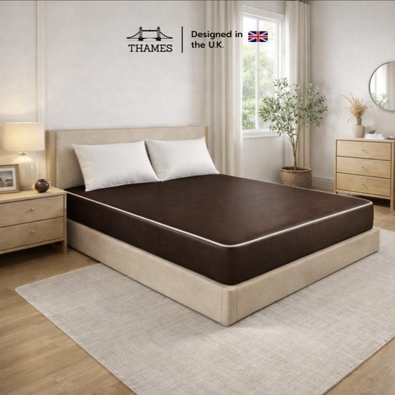 Thames ที่นอนยาง PE หุ้มหนัง PVC ความหนา 6 นิ้ว สีน้ำตาล