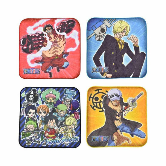 SET 4 ผืน ผ้าเช็ดหน้าวันพีซ 8x8 นิ้ว MIX