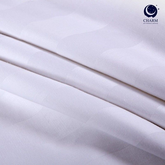 CHARM ชุดเครื่องนอน ผ้าซาติน ลายริ้ว สีขาว ครบเซต