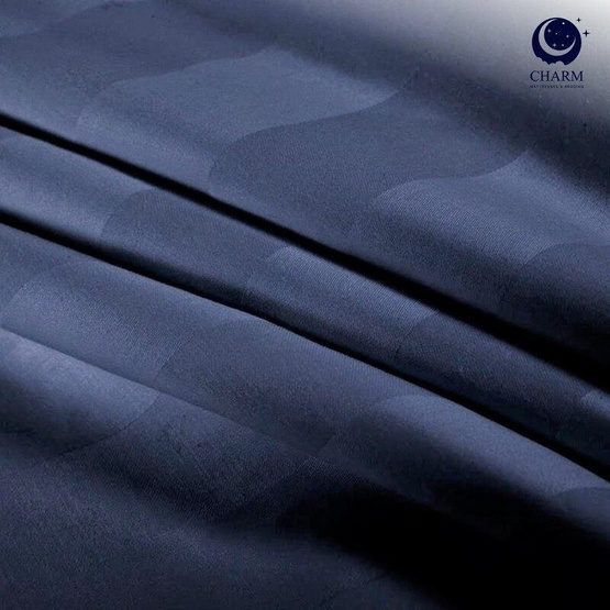 CHARM ผ้าปูที่นอน ผ้าซาตินลายริ้ว สีกรม ขนาด 3.5 ฟุต
