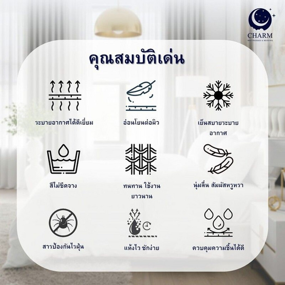 CHARM ผ้าปูที่นอน ผ้าซาตินลายริ้ว สีขาว ขนาด 3.5 ฟุต