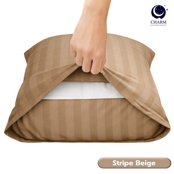 CHARM ปลอกหมอนหนุน ผ้าซาตินลายริ้ว