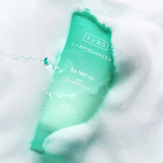 BRINGGREEN โฟมล้างหน้าสูตรอ่อนโยน Tea Tree Cica Deep Cleansing Foam 120มล